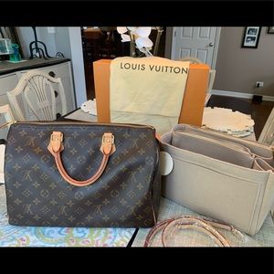 Louis Vuitton Speedy 35, Lock & Key, Felt Insert, Non/LV Crossbody Strap
